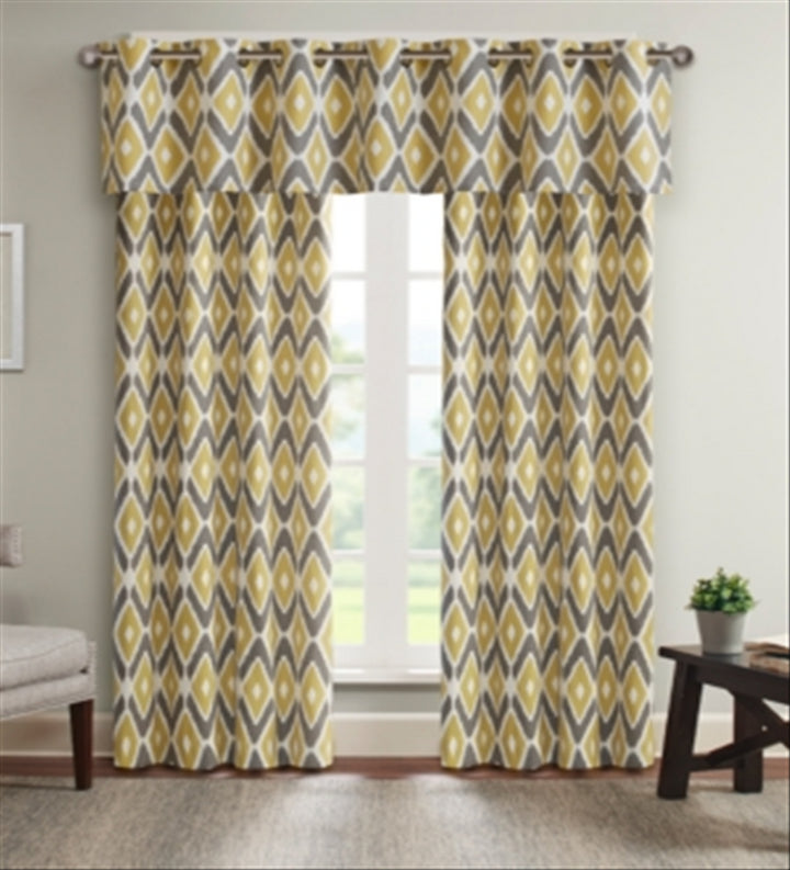 Madison Park Ashlin Diamond 50 x 84 Grommet Window Curtain Yellow Size 84 Panel