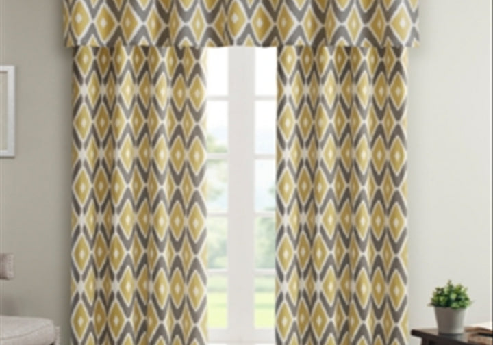 Madison Park Ashlin Diamond 50 x 84 Grommet Window Curtain Yellow Size 84 Panel