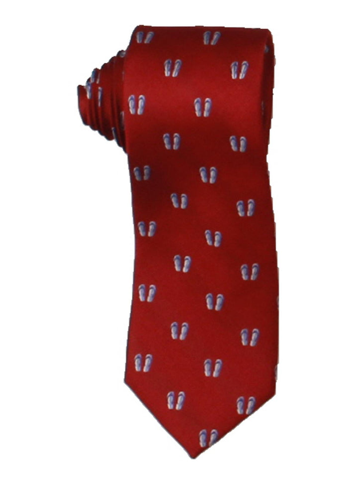 Tommy Hilfiger Men's Flip Flop All Over Silk Pattern Neck Tie Red Size Regular
