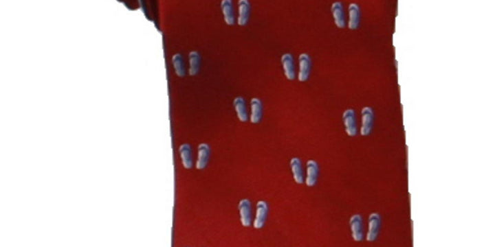 Tommy Hilfiger Men's Flip Flop All Over Silk Pattern Neck Tie Red Size Regular
