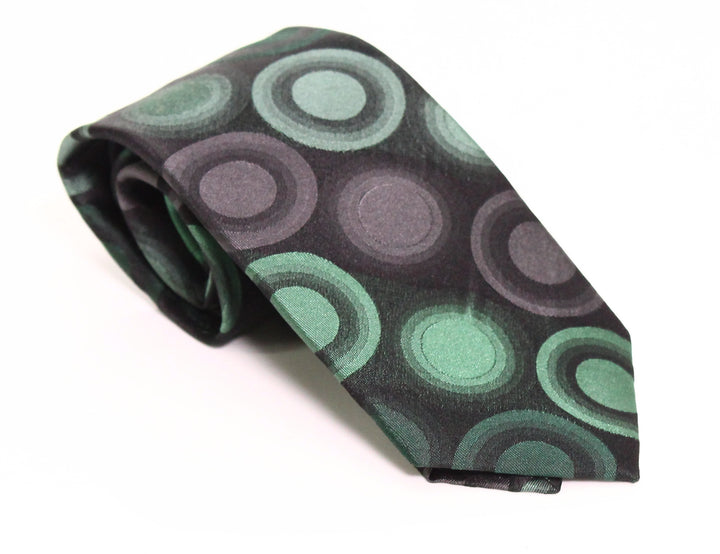 Van Heusen Men's One Geometric Circle Silk Neck Tie Black Regular