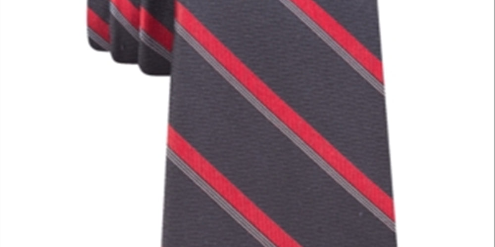 Calvin Klein Men's Molten Bar Stripes Self Tied Necktie Black Size Regular