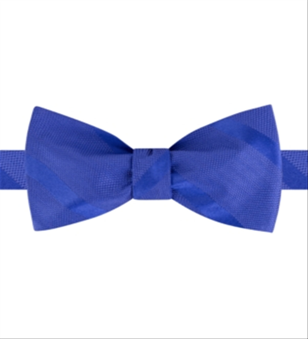 Tommy Hilfiger Men's Textured Stripe ToTie Silk Bow Tie Blue Size Regular