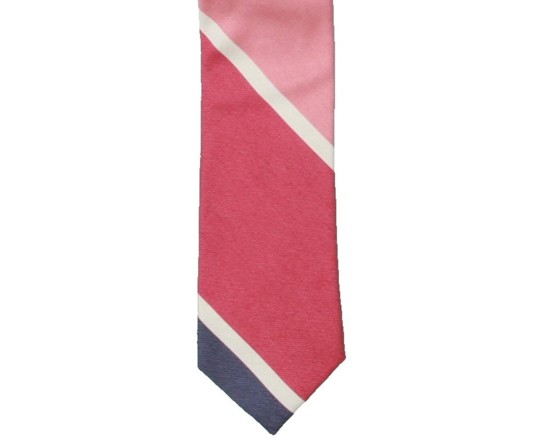 Clavin Klein Men's Silk Cotton Stripe Skinny Neck Tie Pink Size Regular