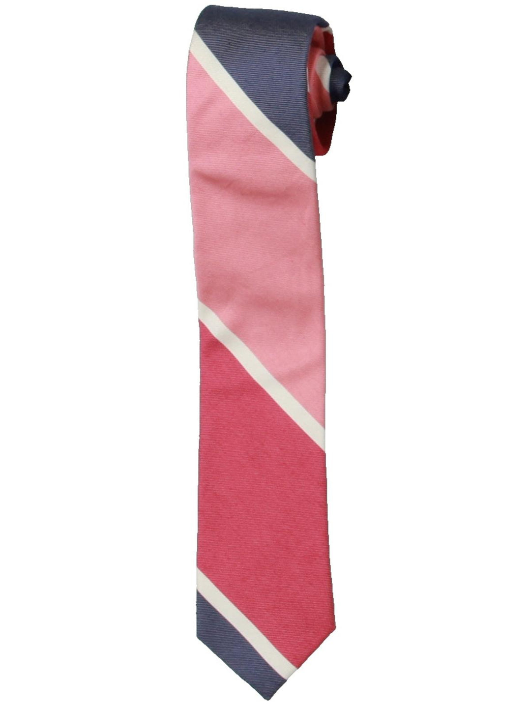 Clavin Klein Men's Silk Cotton Stripe Skinny Neck Tie Pink Size Regular