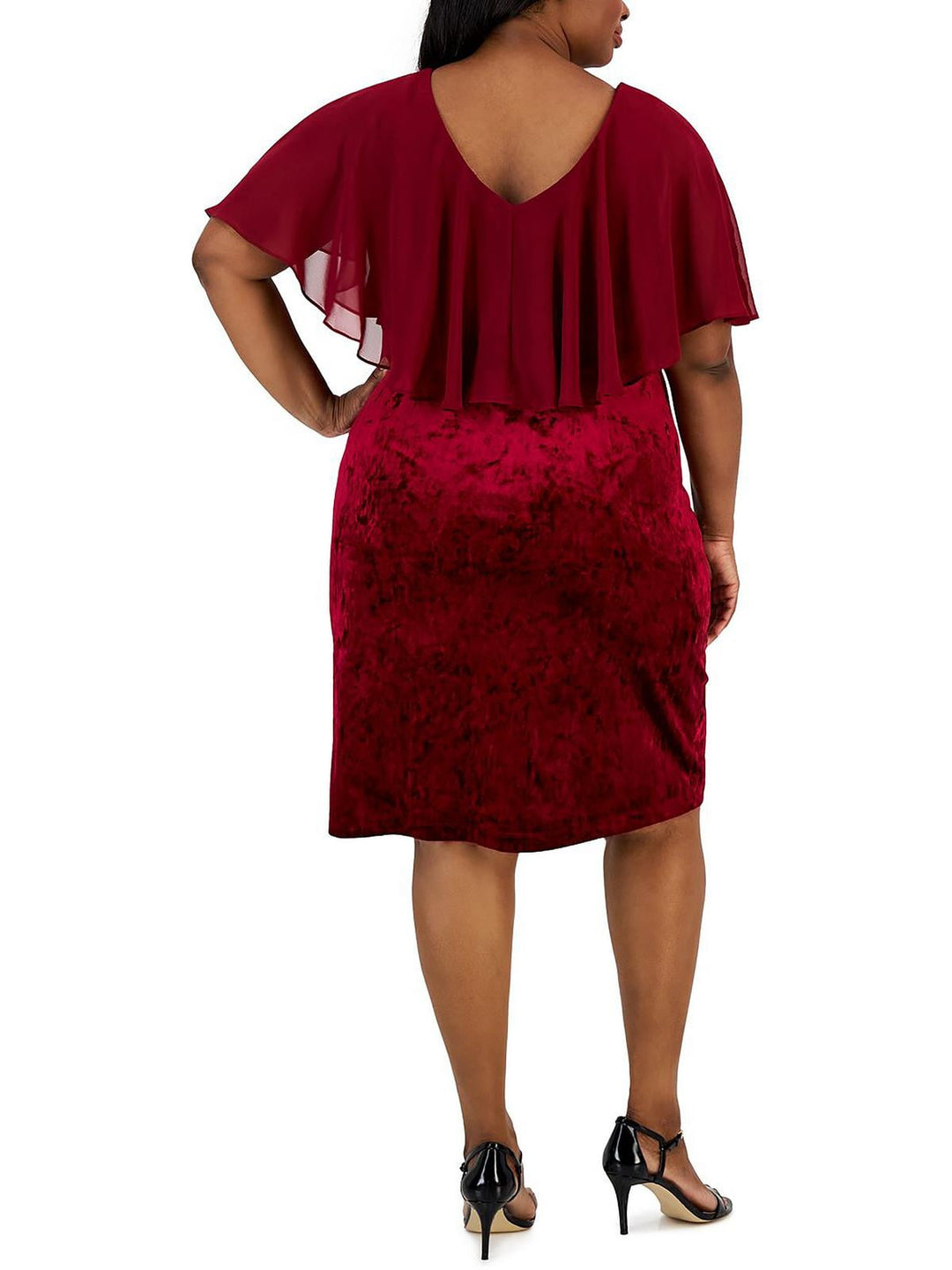 Connected Women's Popover Velvet Sheath Dress Red Size 3X