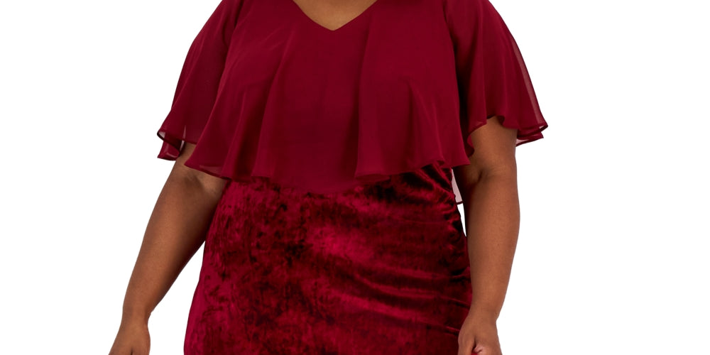 Connected Women's Popover Velvet Sheath Dress Red Size 3X