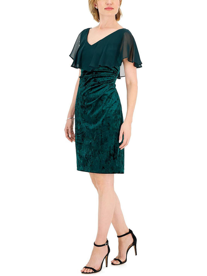 Connected Women's Velvet Chiffon Cocktail and Party Dress Green Size 6