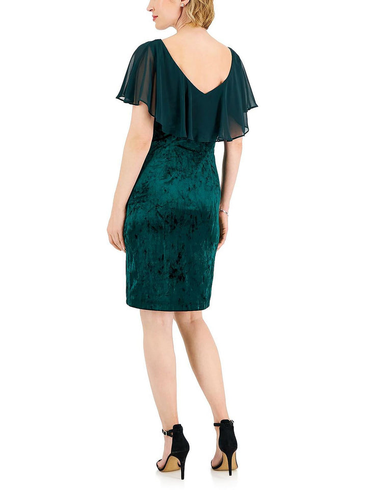 Connected Women's Velvet Chiffon Cocktail and Party Dress Green Size 6