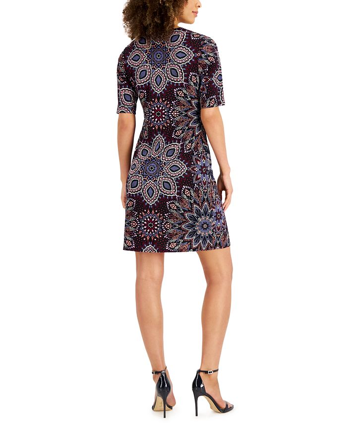 Connected Women's Mini Wrap Sheath Dress Blue Size 14P