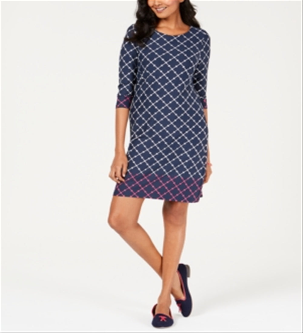 Charter Club Women's Mixed-Print Shift Dress Blue Size Petite X-Large