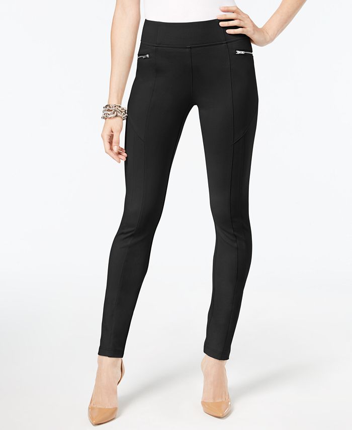 INC International Concepts Women's Skinny Moto Pants Black Size 6