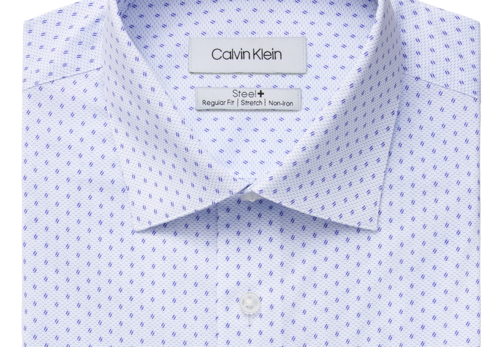 Calvin Klein Men's Steel Classic/Regular-Fit Non-Iron Performance Dress Shirt Purple Size 17X34-35