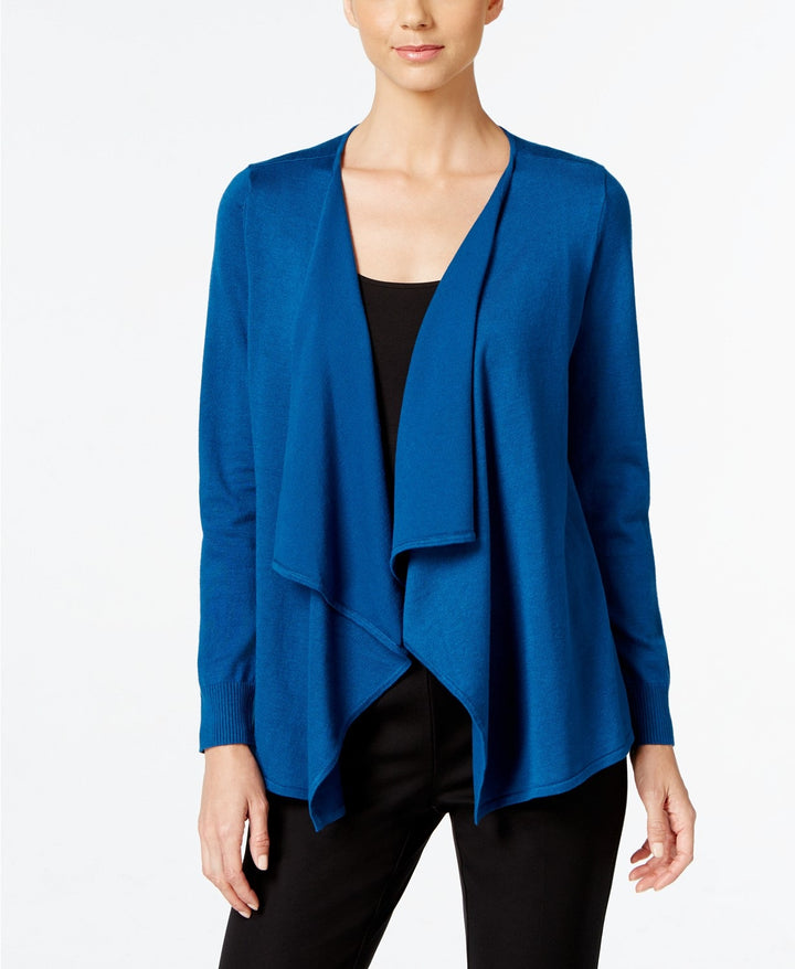 Thalia Sodi Women's Lace-Up-Back Flyaway Cardigan Blue Size Medium