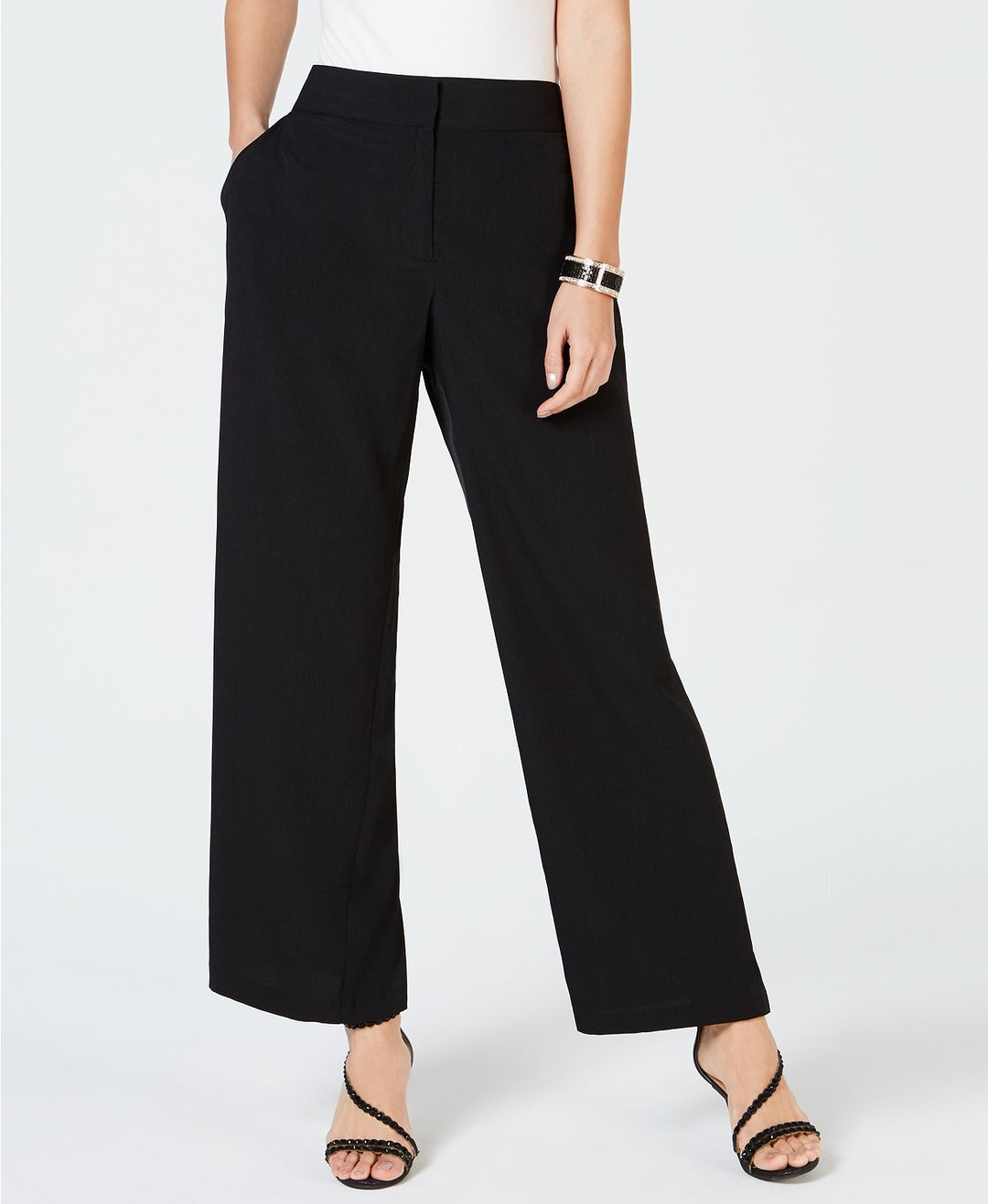 Thalia Sodi Women's Wide-Leg Pants Woven Pants Black Size Large