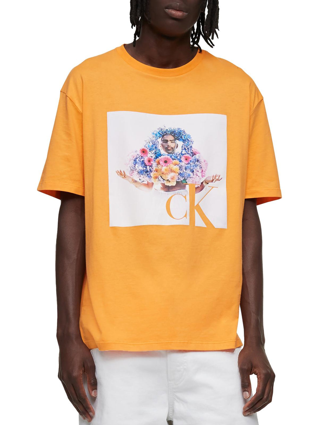 Calvin Klein Men's Relaxed Fit Pride Graphic Crewneck T-Shirt Orange