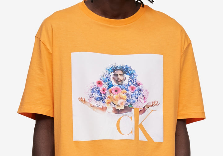 Calvin Klein Men's Relaxed Fit Pride Graphic Crewneck T-Shirt Orange