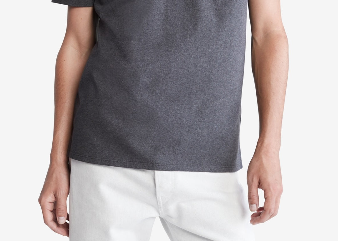 Calvin Klein Men's Regular Fit Smooth Cotton Monogram Logo Polo Shirt Gray Size Large