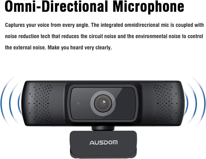 AUSDOM AF640 Full HD 1080p/30fps Video Calling, Autofocus Web Camera with Microphone