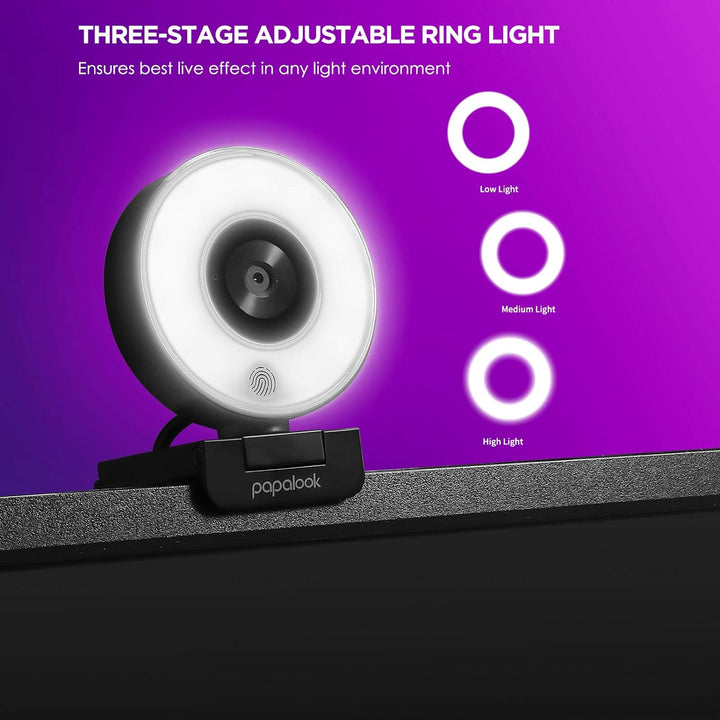 PAPALOOK PA552 Live Streaming Webcam with Ring Light