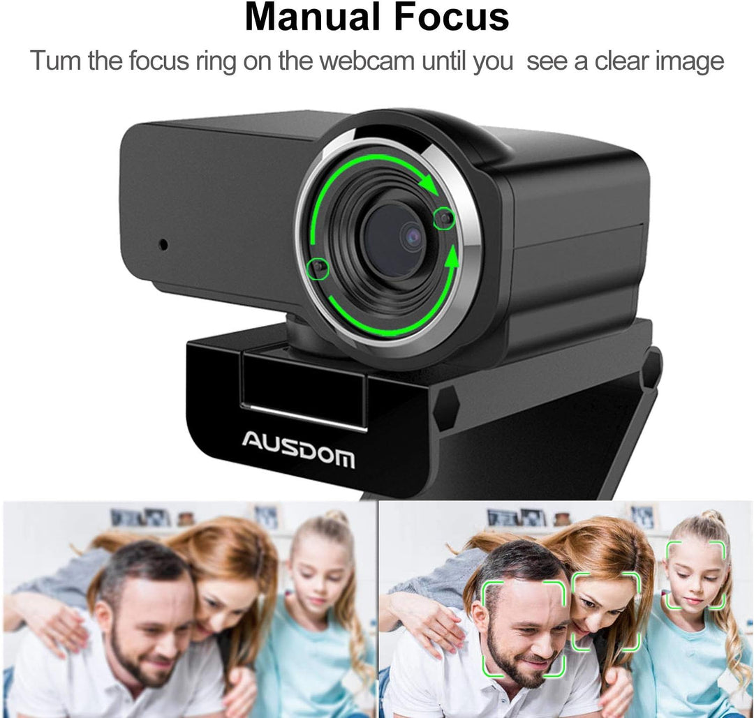 AUSDOM A340 HD 1080p/30fps Video Calling, Autofocus Web Camera with Microphone