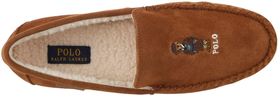 Ralph Lauren Men's Collins Bear Memory Foam Moccasin Slippers Brown