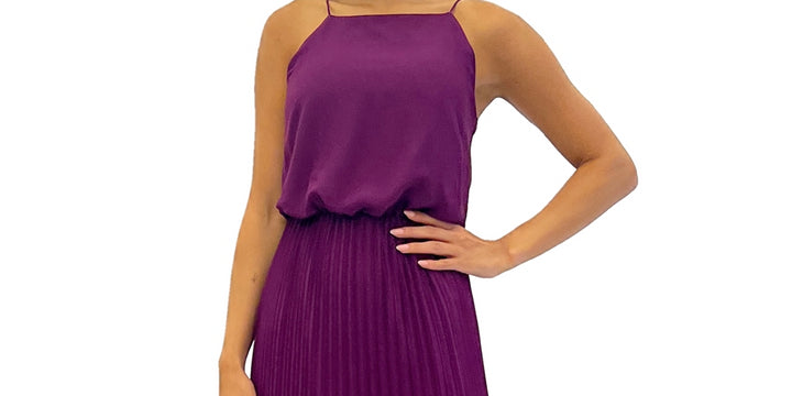 Sam Edelman Women's Plisse Sleeveless Midi Dress Purple Size 12