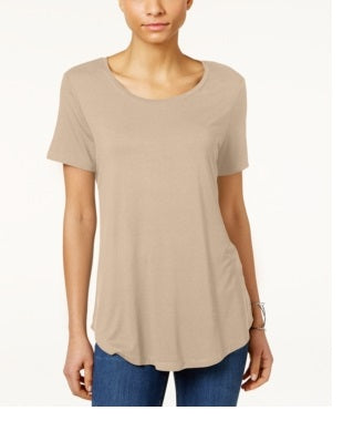 JM Collection Women's Scoop Neck Top Beige Size Large