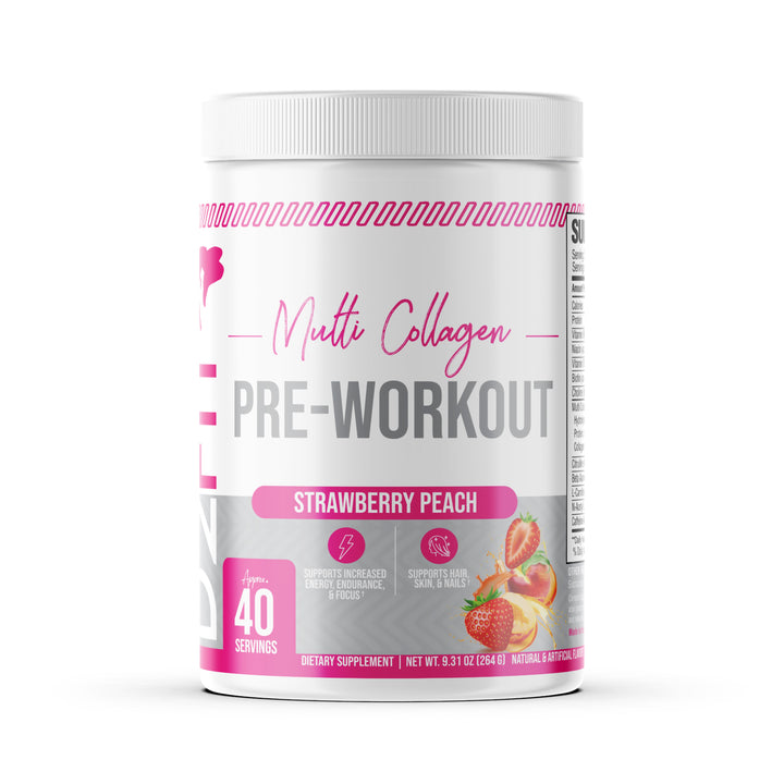 D2Fit (By Jessica Bass) Women’s Pre Workout Multi Collagen (2.5g) + Biotin (150mcg) - Supports Healthy Hair, Skin & Nails, Supports Increased Energy, Focus & Endurance