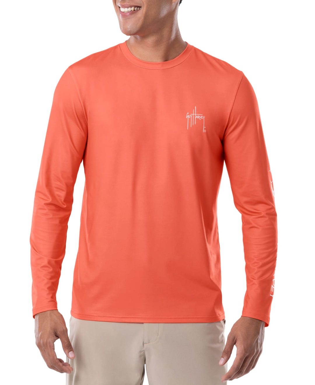 Guy Harvey Men's Moisture Wicking Upf 50 Logo Graphic T-Shirt Orange Size Medium
