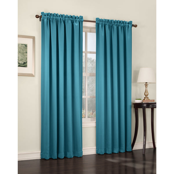 Sun Zero Emory 2-Pack Room-Darkening Rod-Pocket Curtain Panels 108x84 Marine