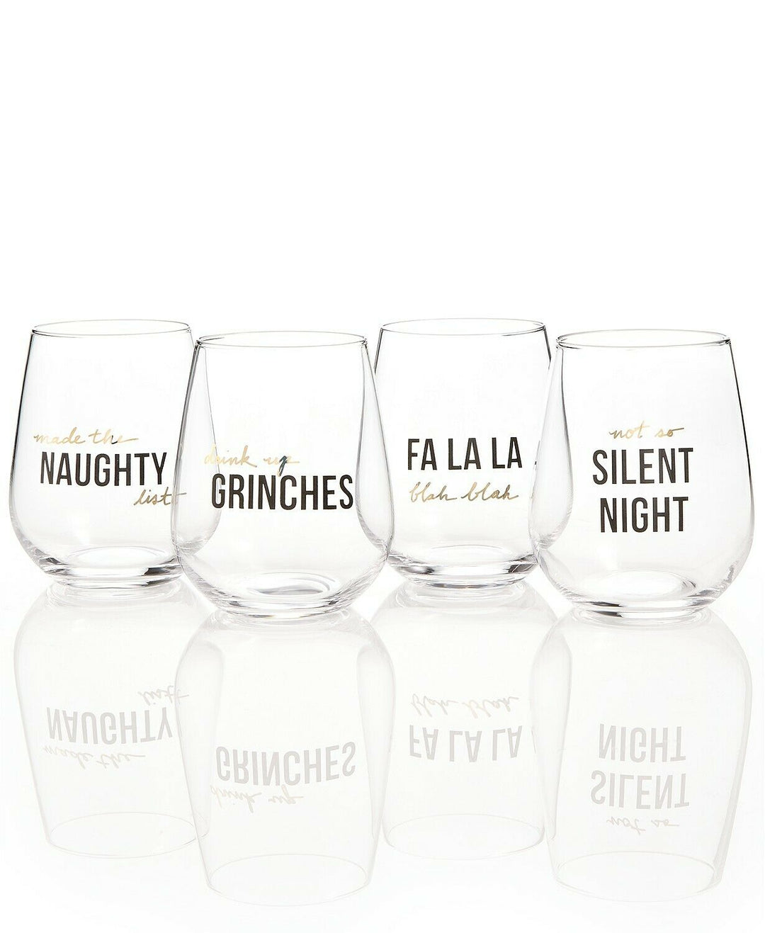 The Cellar Holiday Stemless Wine Glasses Set Of 4 - New