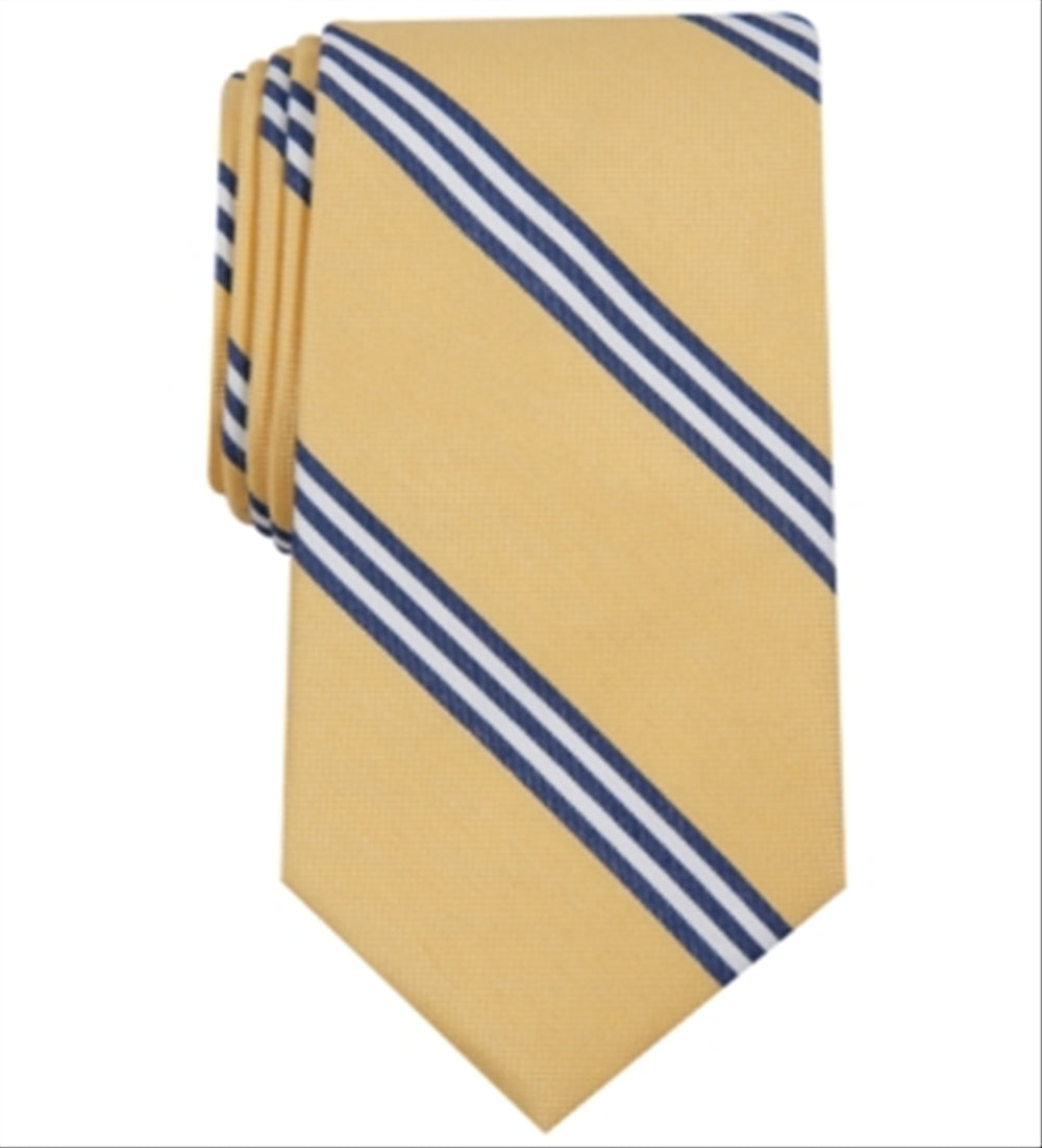 Club Room Men's Cranston Stripe Pattern Work Wear Neck Tie Yellow Size Regular