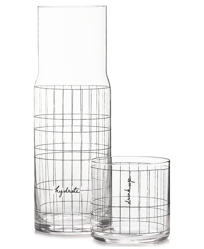 Words Gridded Carafe And Double Old-Fashioned Glass