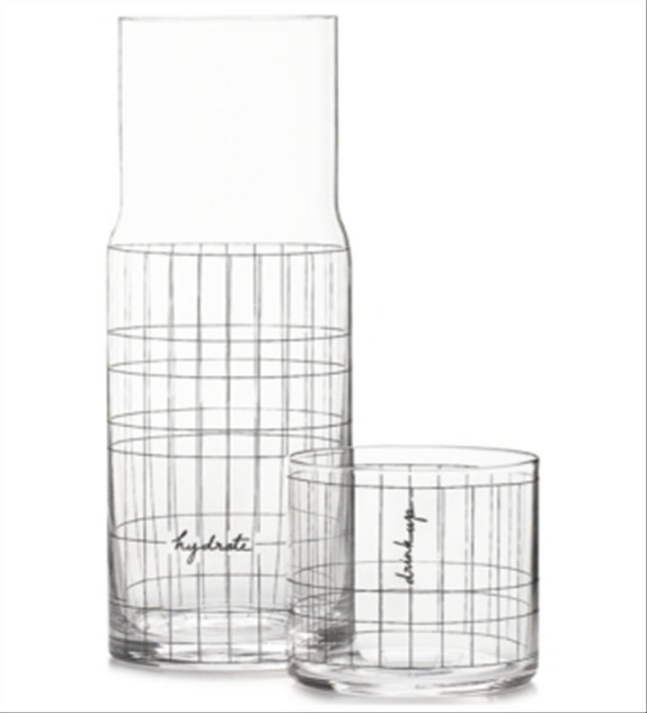 Words Gridded Carafe And Double Old-Fashioned Glass