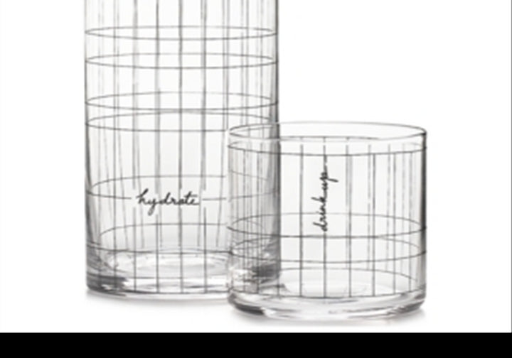 Words Gridded Carafe And Double Old-Fashioned Glass