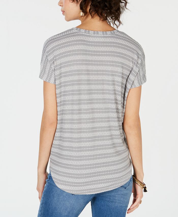 Style & Co Women's Tie Front Top Gray Size Petite X-Small