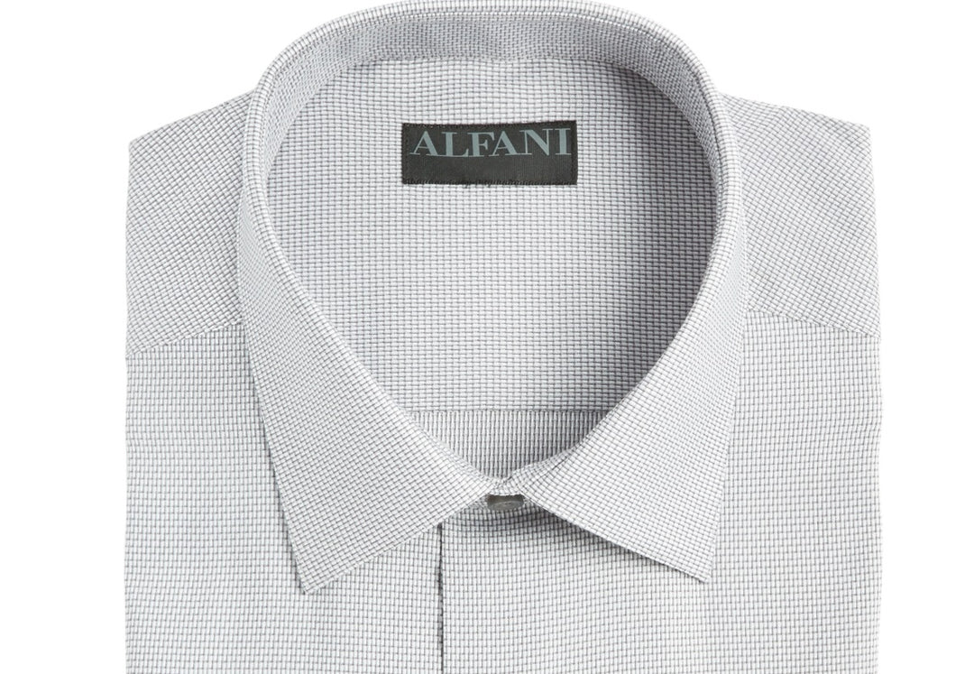 Alfani Men's Athletic Fit Twill Stretch Dress Shirt Gray Size 15X34X35