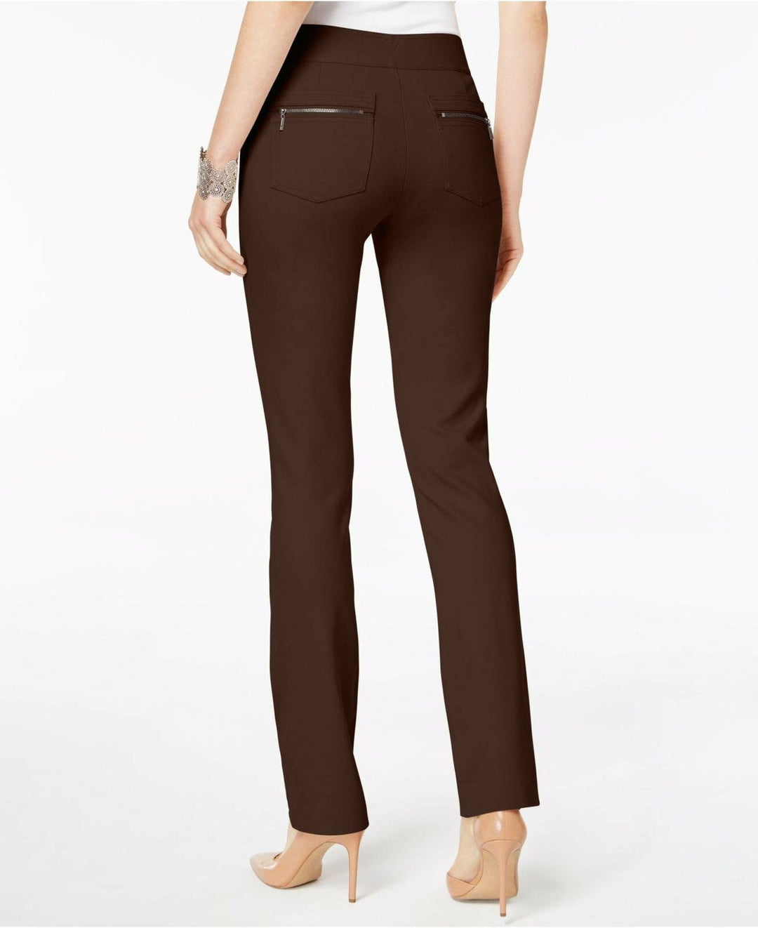 INC International Concepts Women's Straight Leg Casual Trouser Pants Brown Size 18