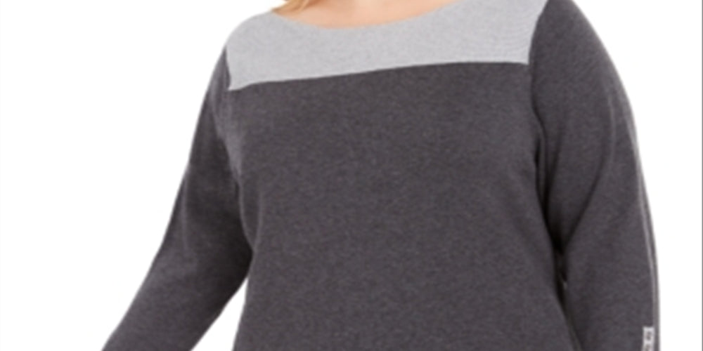 Karen Scott Women's Colorblocked Sweater Gray Size 1X