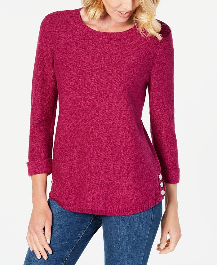 Karen Scott Women's Cotton Marled Sweater Red Size X-Small