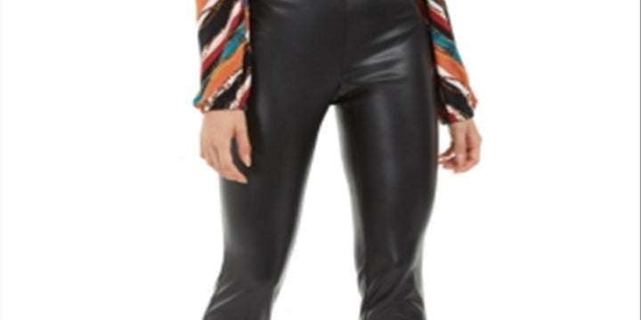 INC International Concepts Women's Faux Leather Skinny Pants Black Size 0