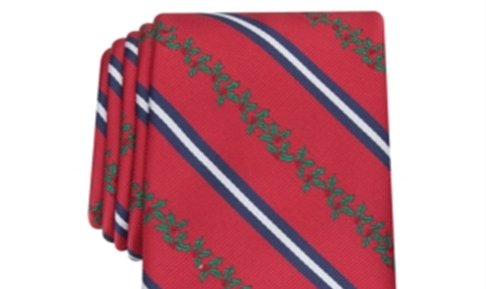 Club Room Men's Classic Holly Stripe Tie Red Size Regular