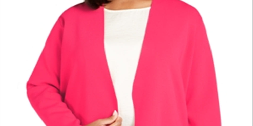 Alfani Women's Full Needle Sweater Coat Red Size 2X