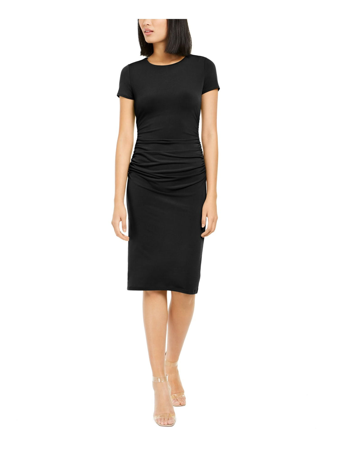 INC International Concepts Women's Ruched Side Sheath Dress Black Size Medium