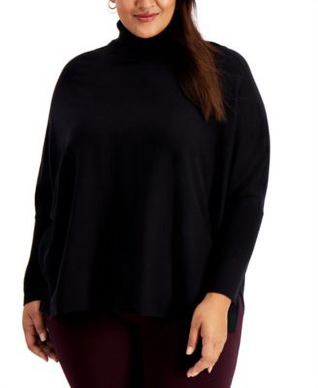 Alfani Women's Drop Shoulder Turtleneck Sweater Black Size 2X
