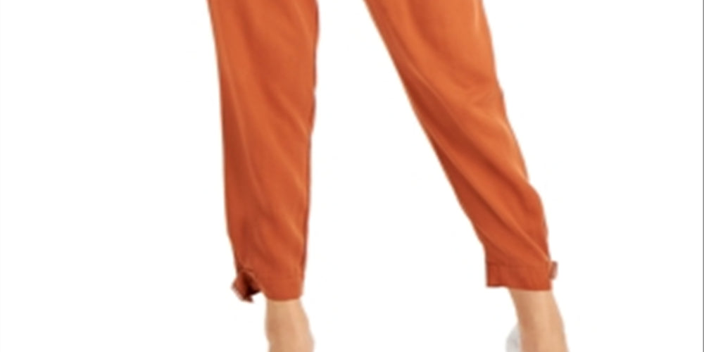 Bar III Women's Pleated Utility Pants Orange Size 14