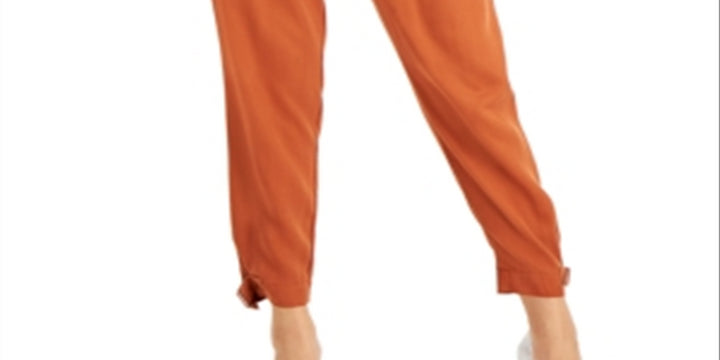 Bar III Women's Pleated Utility Pants Orange Size 14