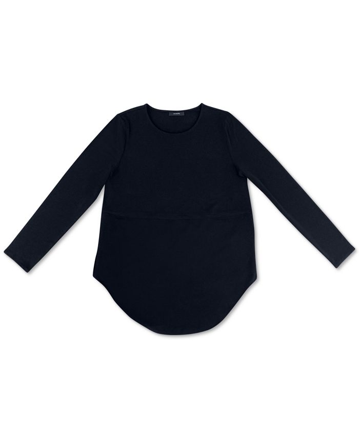 Alfani Women's Shirttail Hem T-Shirt Black Size X-Large