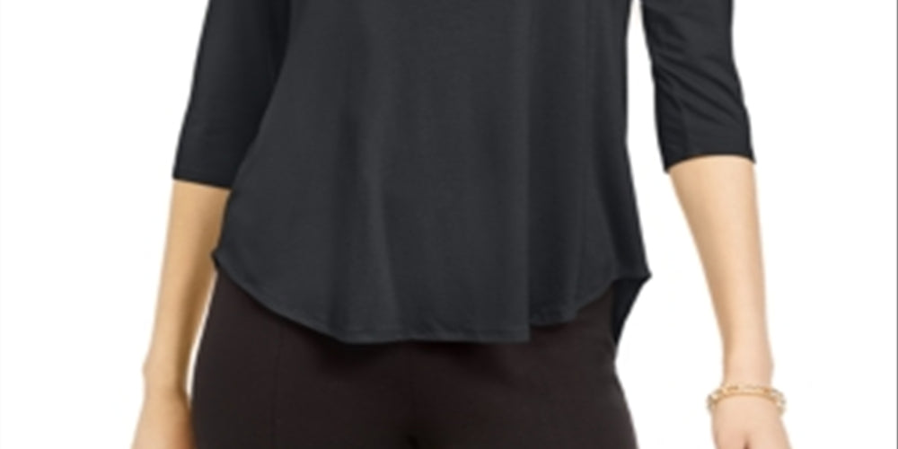Alfani Women's 3/4 Sleeve Top Gray Size Large